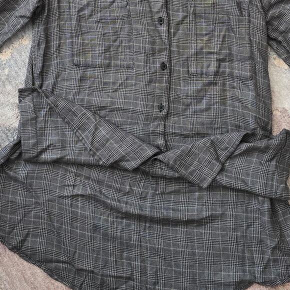 Women's A New Day Button Down Gray Black Long Sleeve Shirt Top Size Extra Small - Picture 4 of 5
